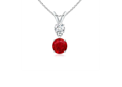 Silver Plated Ruby Pendant with CZ Studded